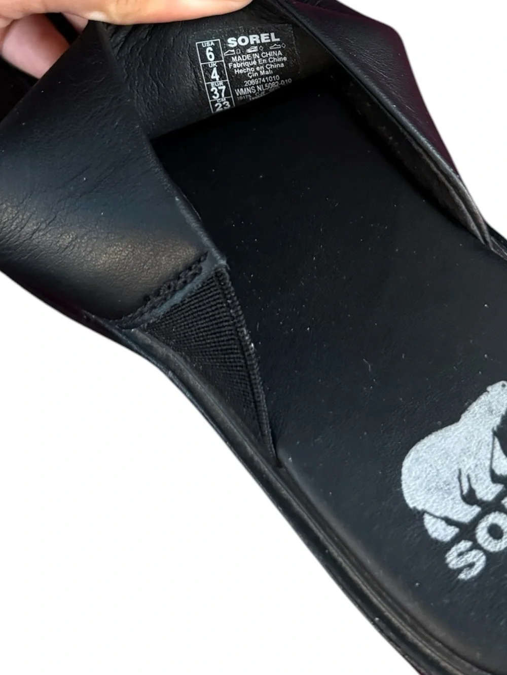 SOREL Dayspring Wedge Platform Vegan Faux Leather Open Slides Black Sandals